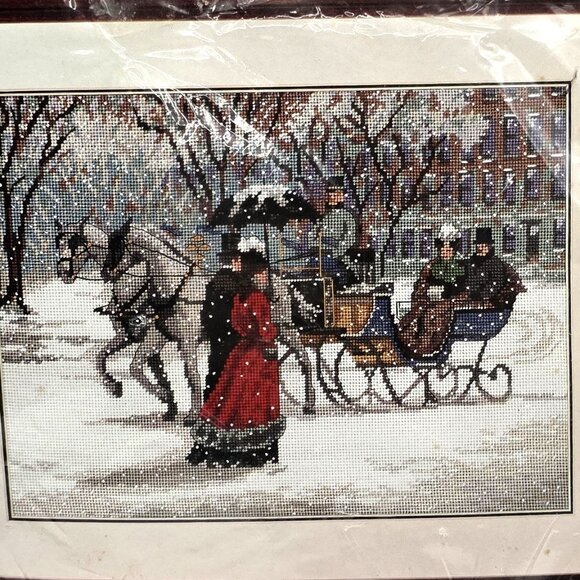 SUNSET Alan Maley's Winter Impressions Needlepoint Kit Victorian Horse Carriage - Picture 2 of 6
